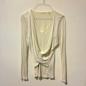 Tahari Cream Wrap Long-Sleeve Top - Women's XS